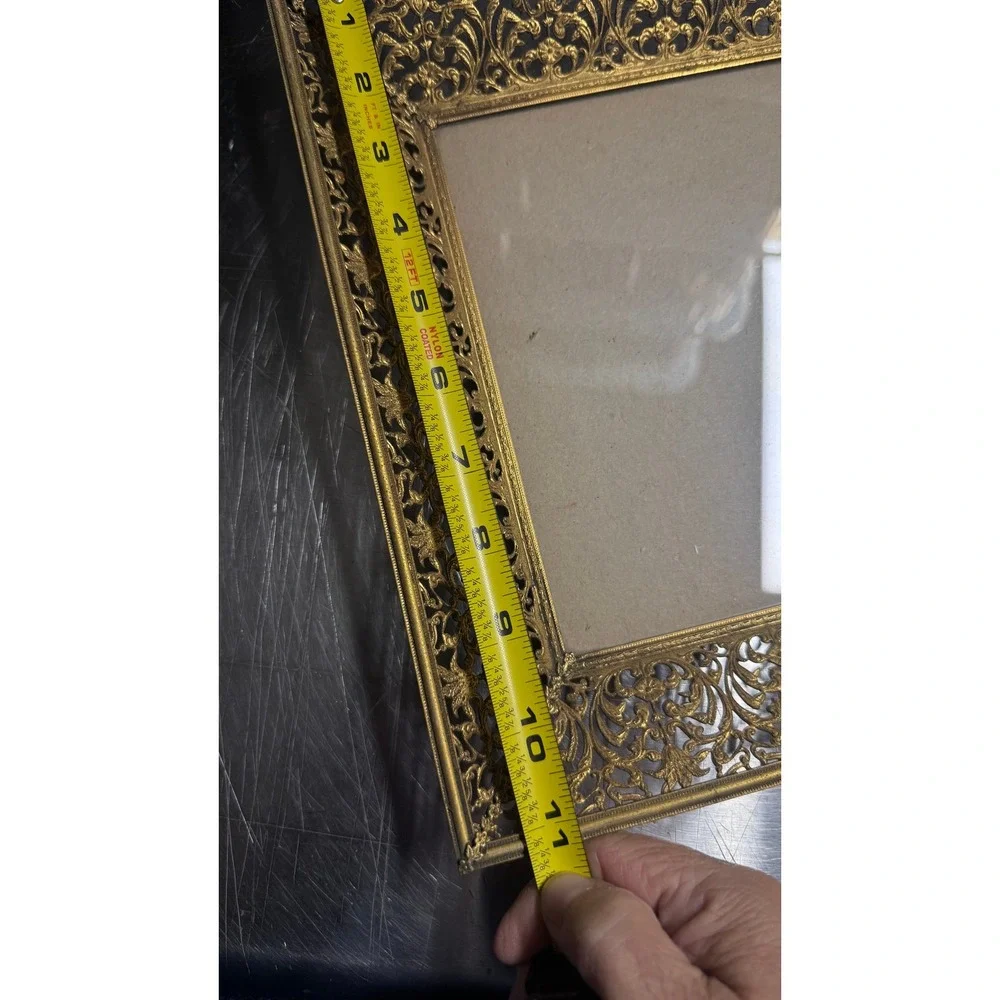 Vintage Ornate Brass Filigree Picture Frame Gold Tone Hollywood Regency 8x10